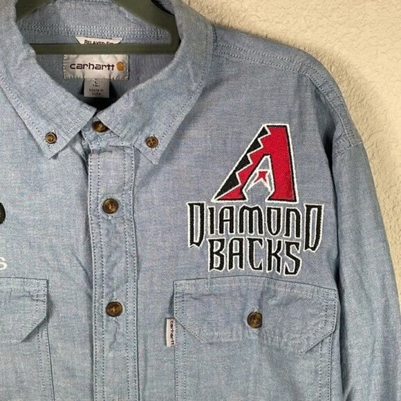 Carhartt Chambray Button Front Long Sleeve Shirt Arizona Diamondbacks Cardinals - Picture 3 of 12